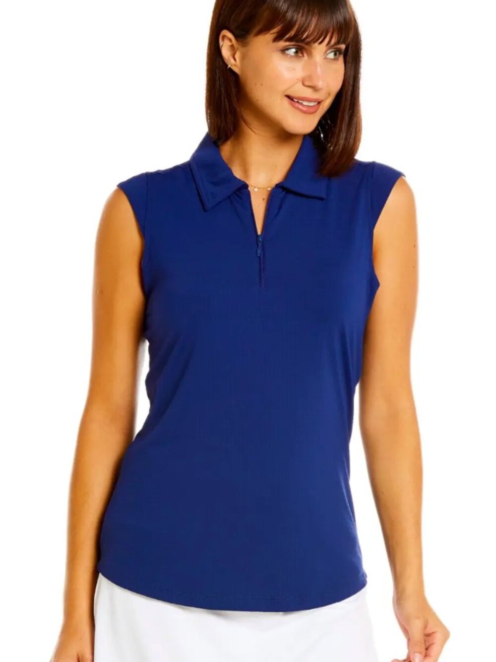 IBKUL Sleeveless Zip Polo Tank